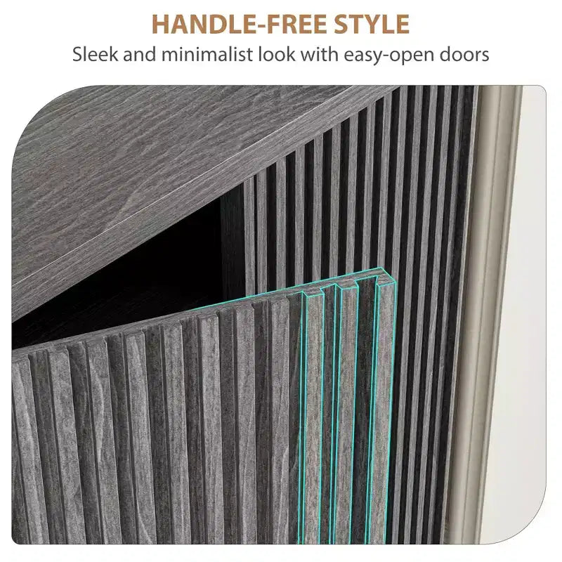 41.5 Rustic Fluted Door Shoe Cabinet - 5-Tier Entryway Bench with 4 Adjustable Shelves for Hallway & Foyer Storage