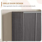41.5 Rustic Fluted Door Shoe Cabinet - 5-Tier Entryway Bench with 4 Adjustable Shelves for Hallway & Foyer Storage
