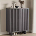 41.5 Rustic Fluted Door Shoe Cabinet - 5-Tier Entryway Bench with 4 Adjustable Shelves for Hallway & Foyer Storage