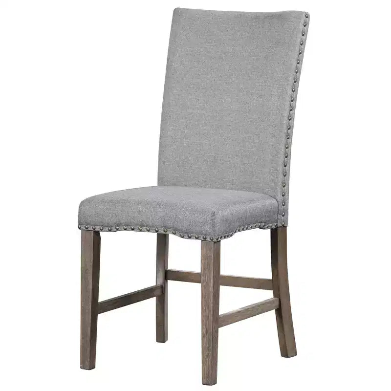 7 Pieces Extendable Dining Table Set for 6, Farmhouse Kitchen Table Set with 6 Upholstered Chairs for Dining Room, Gray