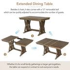 7 Pieces Extendable Dining Table Set for 6, Farmhouse Kitchen Table Set with 6 Upholstered Chairs for Dining Room, Gray