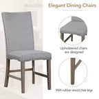 7 Pieces Extendable Dining Table Set for 6, Farmhouse Kitchen Table Set with 6 Upholstered Chairs for Dining Room, Gray