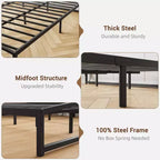 Metal Bed Frame,Platform Bed Frame with Arch Design, Heavy Duty Strong Support Slats,Sturdy Mattress Foundation,Easy Assembly,No Box Spring Needed