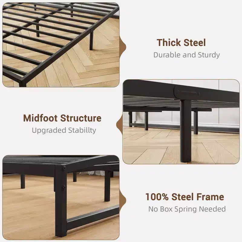 Metal Bed Frame,Platform Bed Frame with Arch Design, Heavy Duty Strong Support Slats,Sturdy Mattress Foundation,Easy Assembly,No Box Spring Needed