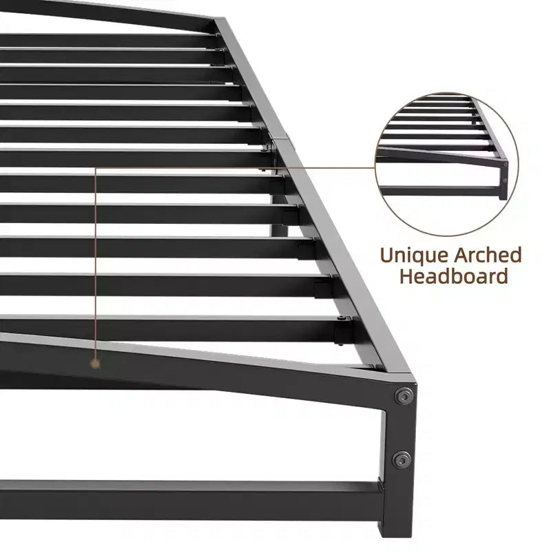 Metal Bed Frame,Platform Bed Frame with Arch Design, Heavy Duty Strong Support Slats,Sturdy Mattress Foundation,Easy Assembly,No Box Spring Needed