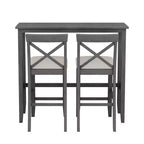 Set da 3 pezzi tavolo da pranzo ad altezza bancone in legno, set da colazione rettangolare in stile rustico con 2 sedie per piccoli spazi