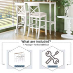 Set da 3 pezzi tavolo da pranzo ad altezza bancone in legno, set da colazione rettangolare in stile rustico con 2 sedie per piccoli spazi