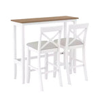 Set da 3 pezzi tavolo da pranzo ad altezza bancone in legno, set da colazione rettangolare in stile rustico con 2 sedie per piccoli spazi