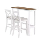 Set da 3 pezzi tavolo da pranzo ad altezza bancone in legno, set da colazione rettangolare in stile rustico con 2 sedie per piccoli spazi