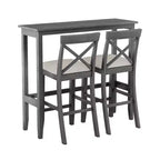 Set da 3 pezzi tavolo da pranzo ad altezza bancone in legno, set da colazione rettangolare in stile rustico con 2 sedie per piccoli spazi