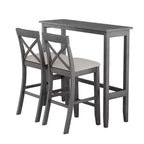 Set da 3 pezzi tavolo da pranzo ad altezza bancone in legno, set da colazione rettangolare in stile rustico con 2 sedie per piccoli spazi