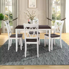 5 Pieces Dining Table Set for 4, Wood Rectangle Kitchen Table Set with 4 Chair, Farmhouse Dining Set for Kitchen