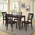 5 Pieces Dining Table Set for 4, Wood Rectangle Kitchen Table Set with 4 Chair, Farmhouse Dining Set for Kitchen