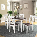 5 Pieces Dining Table Set for 4, Wood Rectangle Kitchen Table Set with 4 Chair, Farmhouse Dining Set for Kitchen