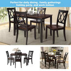5 Pieces Dining Table Set for 4, Wood Rectangle Kitchen Table Set with 4 Chair, Farmhouse Dining Set for Kitchen