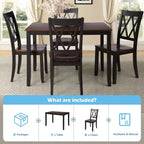 5 Pieces Dining Table Set for 4, Wood Rectangle Kitchen Table Set with 4 Chair, Farmhouse Dining Set for Kitchen