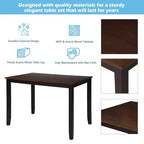5 Pieces Dining Table Set for 4, Wood Rectangle Kitchen Table Set with 4 Chair, Farmhouse Dining Set for Kitchen