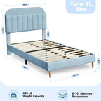 Bed Frames, Upholstered Platform Bed Frame with Bookcase Headboard, Heavy Duty Steel Support Legs, Easy Assembly, Noise Free