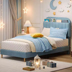 Bed Frames, Upholstered Platform Bed Frame with Bookcase Headboard, Heavy Duty Steel Support Legs, Easy Assembly, Noise Free