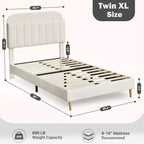 Bed Frames, Upholstered Platform Bed Frame with Bookcase Headboard, Heavy Duty Steel Support Legs, Easy Assembly, Noise Free