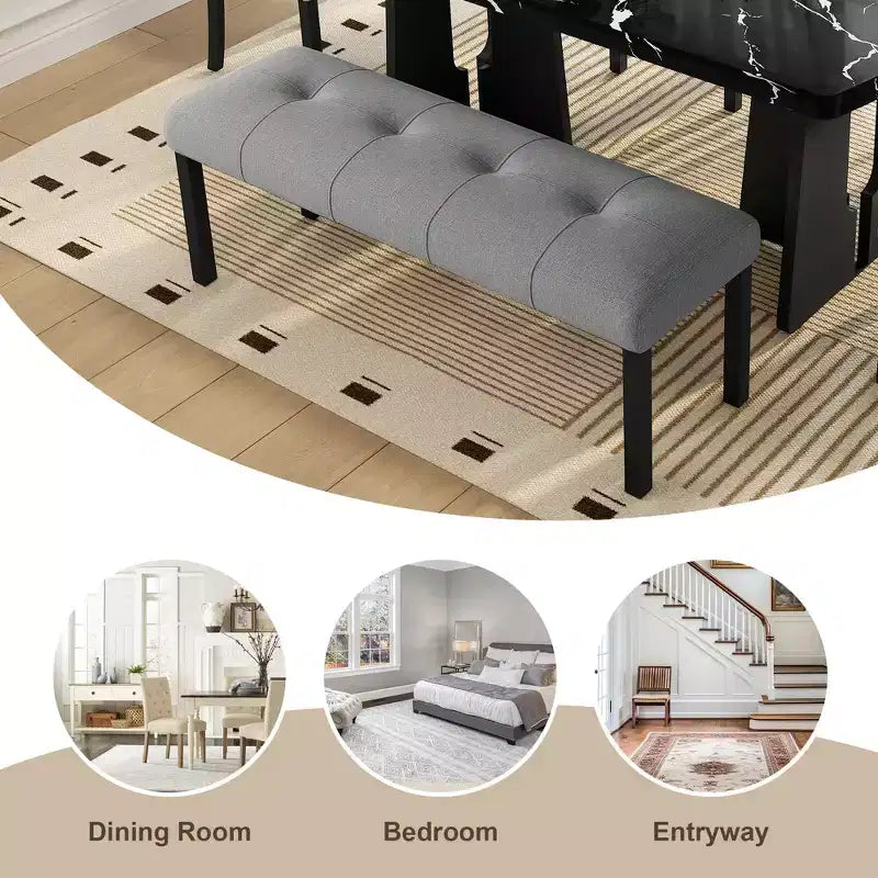 Faux Marble Dining Table Set for 6, 6 Pieces Rectangle Dining Table with 4 Upholstered Chairs & 1 Bench for Dining Room