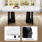 Faux Marble Dining Table Set for 6, 6 Pieces Rectangle Dining Table with 4 Upholstered Chairs & 1 Bench for Dining Room