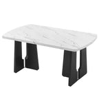 Faux Marble Dining Table Set for 6, 6 Pieces Rectangle Dining Table with 4 Upholstered Chairs & 1 Bench for Dining Room