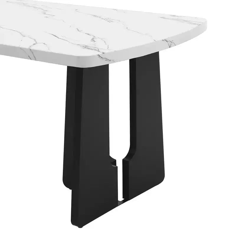 Faux Marble Dining Table Set for 6, 6 Pieces Rectangle Dining Table with 4 Upholstered Chairs & 1 Bench for Dining Room