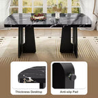 Faux Marble Dining Table Set for 6, 6 Pieces Rectangle Dining Table with 4 Upholstered Chairs & 1 Bench for Dining Room