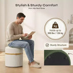 Pinmoco Round Ottoman with Storage Set of 2, Coffee Table Ottoman, Corduroy Vanity Stool for Bedroom, Foot Rest for Living Room