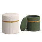 Pinmoco Round Ottoman with Storage Set of 2, Coffee Table Ottoman, Corduroy Vanity Stool for Bedroom, Foot Rest for Living Room