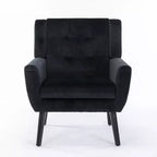 Etokfoks velvet accent chair with ergonomic padded seat tight back arms solid wood black legs 29.5W x 29.5D x 34.6H inches