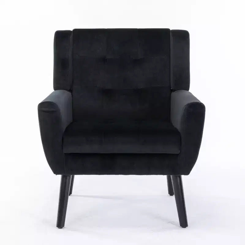 Etokfoks velvet accent chair with ergonomic padded seat tight back arms solid wood black legs 29.5W x 29.5D x 34.6H inches