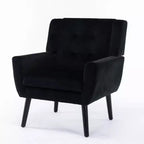Etokfoks velvet accent chair with ergonomic padded seat tight back arms solid wood black legs 29.5W x 29.5D x 34.6H inches
