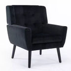 Etokfoks velvet accent chair with ergonomic padded seat tight back arms solid wood black legs 29.5W x 29.5D x 34.6H inches