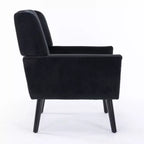 Etokfoks velvet accent chair with ergonomic padded seat tight back arms solid wood black legs 29.5W x 29.5D x 34.6H inches