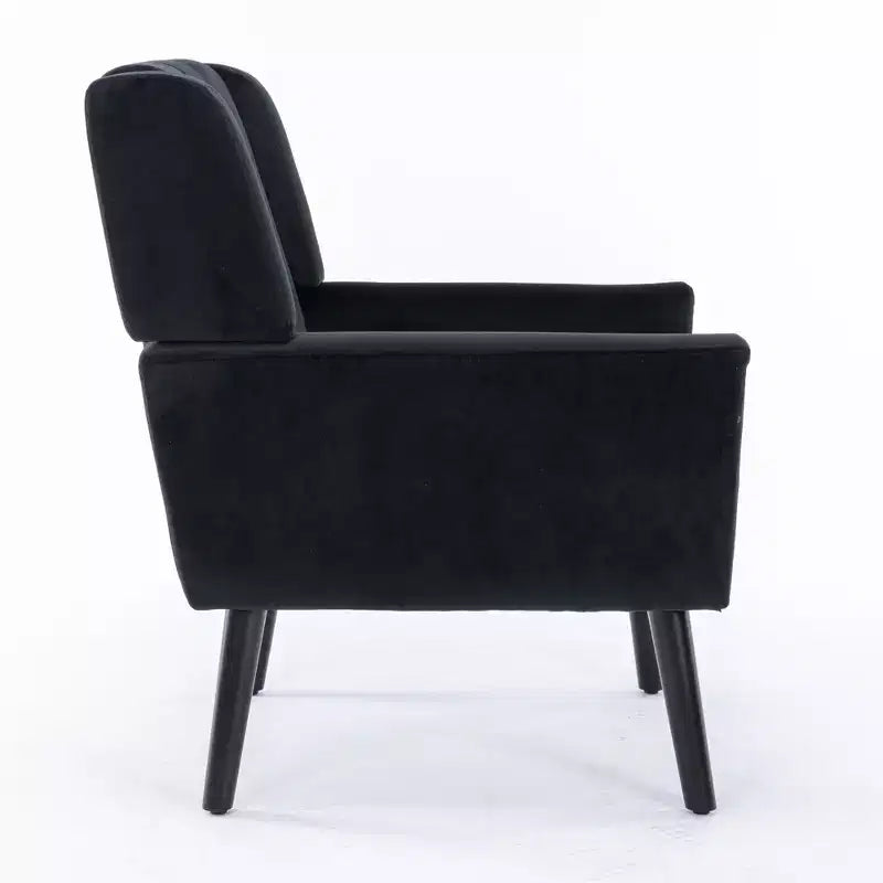 Etokfoks velvet accent chair with ergonomic padded seat tight back arms solid wood black legs 29.5W x 29.5D x 34.6H inches
