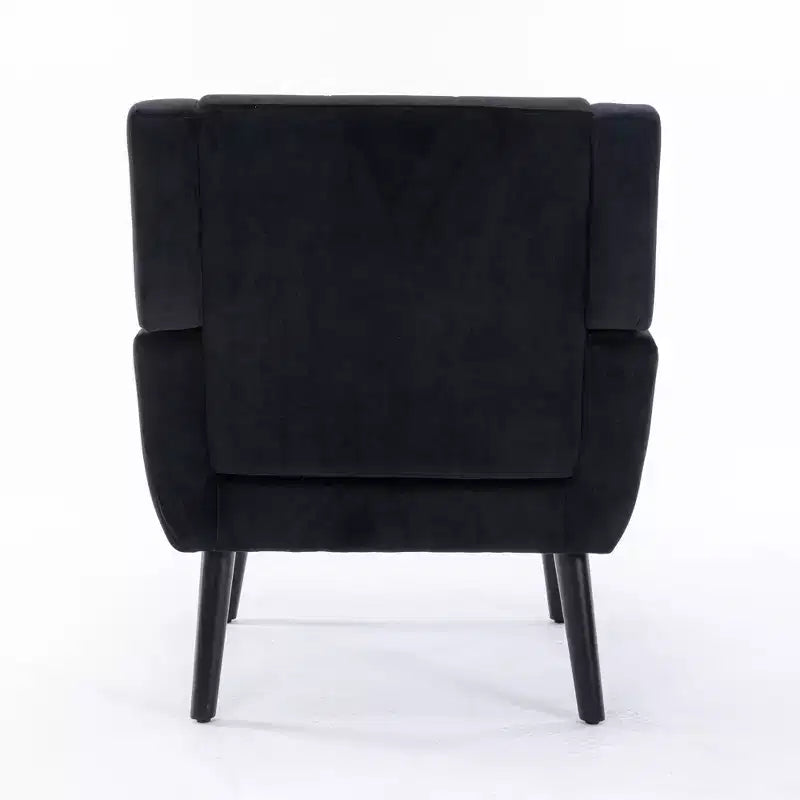 Etokfoks velvet accent chair with ergonomic padded seat tight back arms solid wood black legs 29.5W x 29.5D x 34.6H inches