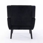 Etokfoks velvet accent chair with ergonomic padded seat tight back arms solid wood black legs 29.5W x 29.5D x 34.6H inches