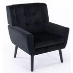 Etokfoks velvet accent chair with ergonomic padded seat tight back arms solid wood black legs 29.5W x 29.5D x 34.6H inches