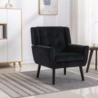Etokfoks velvet accent chair with ergonomic padded seat tight back arms solid wood black legs 29.5W x 29.5D x 34.6H inches