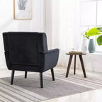 Etokfoks velvet accent chair with ergonomic padded seat tight back arms solid wood black legs 29.5W x 29.5D x 34.6H inches