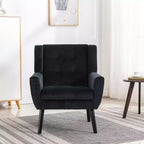 Etokfoks velvet accent chair with ergonomic padded seat tight back arms solid wood black legs 29.5W x 29.5D x 34.6H inches
