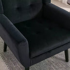 Etokfoks velvet accent chair with ergonomic padded seat tight back arms solid wood black legs 29.5W x 29.5D x 34.6H inches