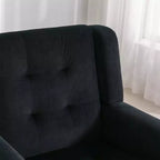 Etokfoks velvet accent chair with ergonomic padded seat tight back arms solid wood black legs 29.5W x 29.5D x 34.6H inches