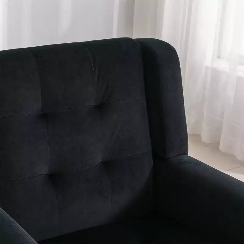 Etokfoks velvet accent chair with ergonomic padded seat tight back arms solid wood black legs 29.5W x 29.5D x 34.6H inches