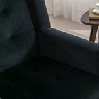 Etokfoks velvet accent chair with ergonomic padded seat tight back arms solid wood black legs 29.5W x 29.5D x 34.6H inches