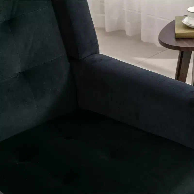 Etokfoks velvet accent chair with ergonomic padded seat tight back arms solid wood black legs 29.5W x 29.5D x 34.6H inches