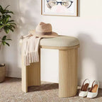 Sedia Sgabello da Vanità Lantine 23,6 Pollici, Poggiapiedi Ottomano per Divano con Cuscino, Piccola Panca da Ingresso per Soggiorno, Camera da Letto, Sala Trucco, Beige