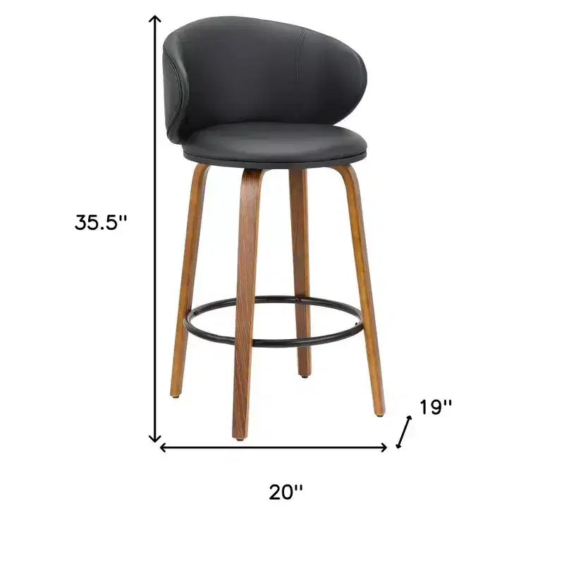 HomeRoots Set di Due Sgabelli da Bar Neri e Marroni in Similpelle e Legno Massiccio con Schienale Basso, Altezza Contatore, da 26 Pollici